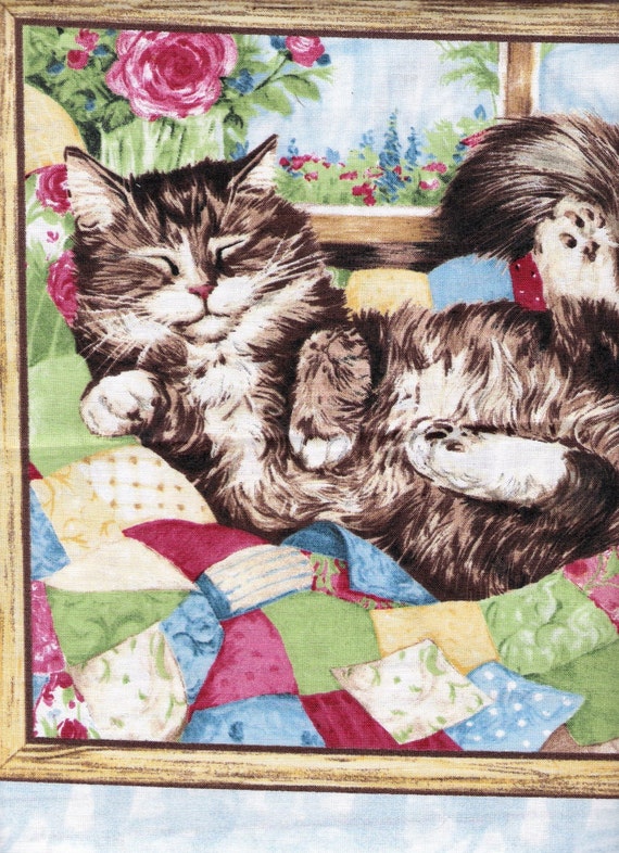 Cotton Fabric Six Cats Quilting Purr-fection Cat Kitties