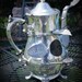 Found Objects Come Home Metal OOAK Birdhouse of Recycled Silverplate Teapot Spoons Skeleton Keys Leaves