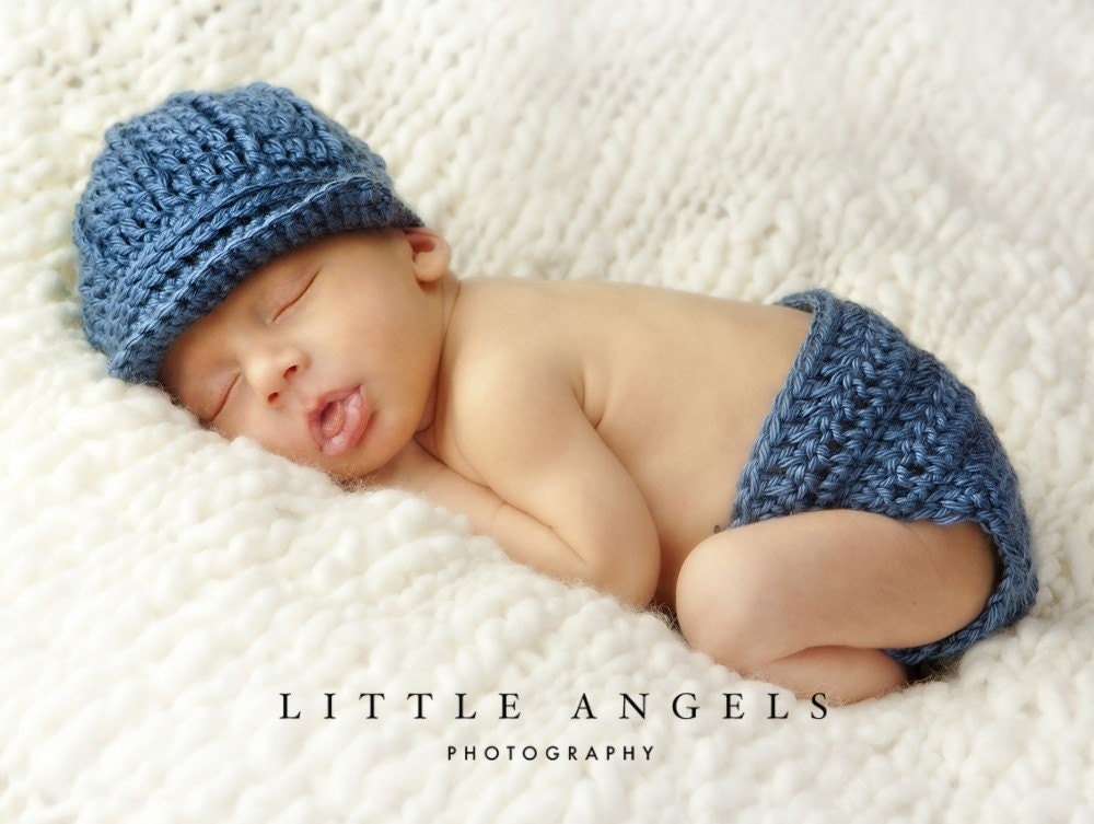 for boy newborn crochet pattern hat Boy Hat Baby and by SunsetCrochet Diaper Cover Crochet Blue