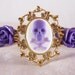 Punk Purple Skull Cameo Gold Cuff Bracelet with Matching Purple Roses