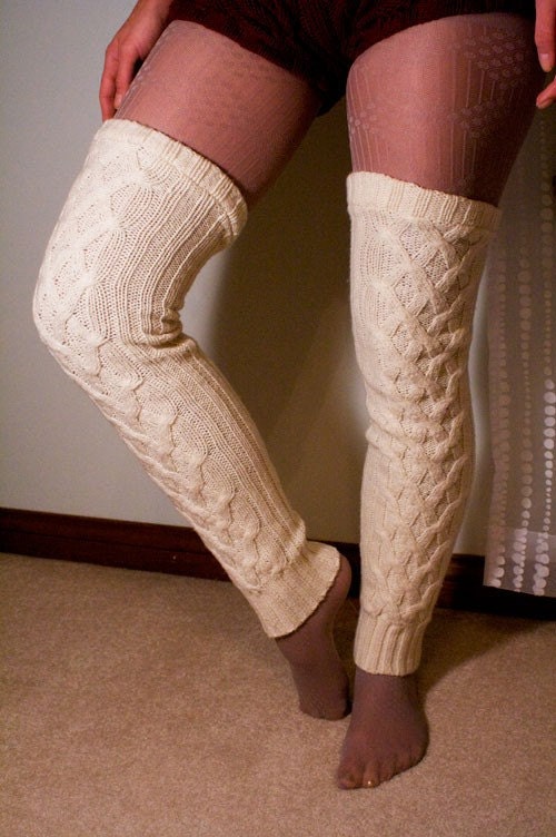 Kream Cable Knit Thigh Highs