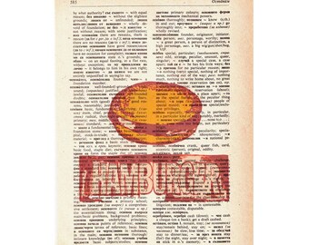 FREE SHIPPING WorldWide Hamburger on a Vintage Dictionary page