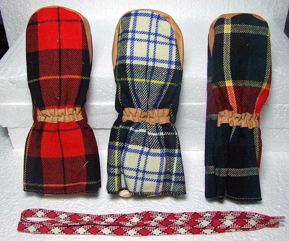 AWESOME 1940s Vintage Golf Club Head Covers Classic Plaid