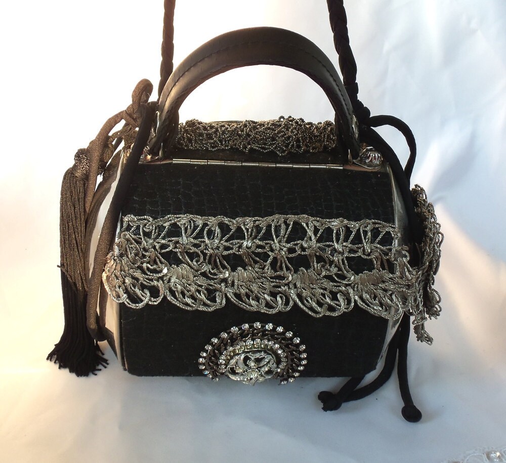 Metal gothic handbag steam-punk purse goth by HopscotchCouture