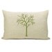 Tree pillow cover, Woodland, 12x18 lumbar pillow, Shabby chic - Apple green tree print on natural canvas front and damask print back