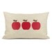 SALES 50% OFF Decorative throw pillow for couch, Cottage chic, Pillow cover - Apple applique pillow in red and natural - 12x18 lumbar pillow