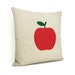 Apple pillow cover in natural beige, red and green, Felt applique, Red apple pillow case, Fall decor, Indoor garden,16x16 decorative pillow