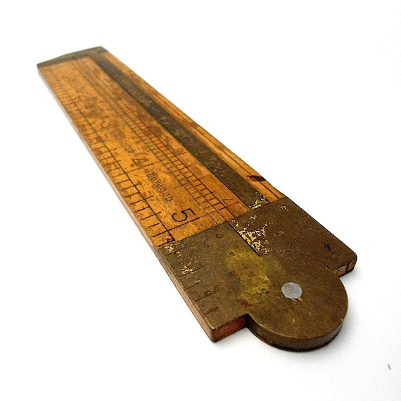 Vintage Stanley Folding Wood Ruler No. 36 1/2 R with Caliper