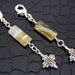 Zipper Pulls Stone and Cross Set of Two Charms Handmade