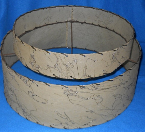 Vintage Parchment Paper Lamp Shade Mid Century Modern Swirl