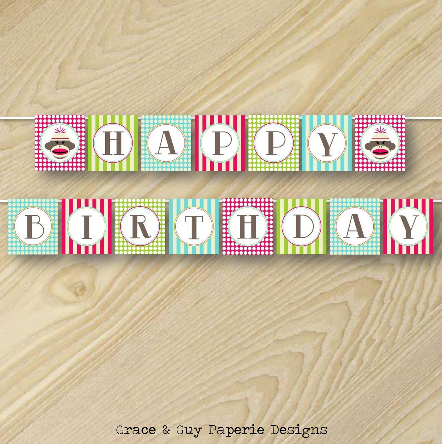 Printable Happy Birthday Banner Design: Vintage