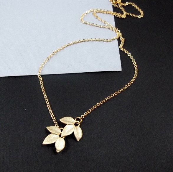 Gold Leaves Necklace / Gold Leaf Necklace / Dainty by LadyKJewelry
