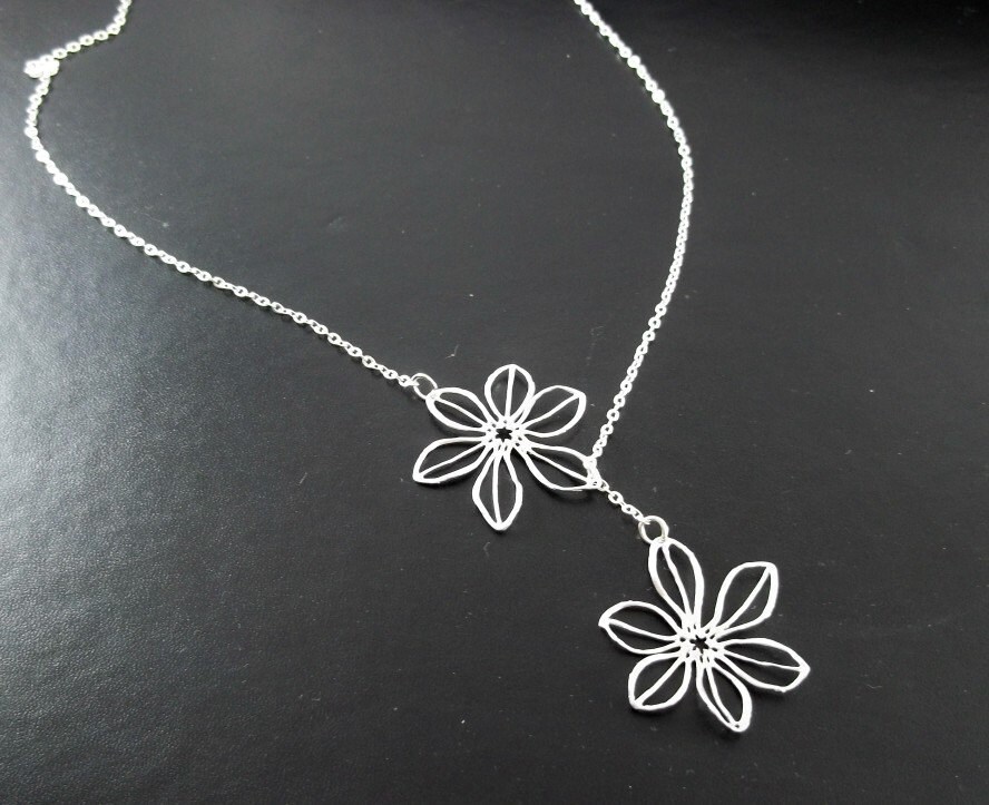 Daisy Necklace Lariat STERLING SILVER CHAIN