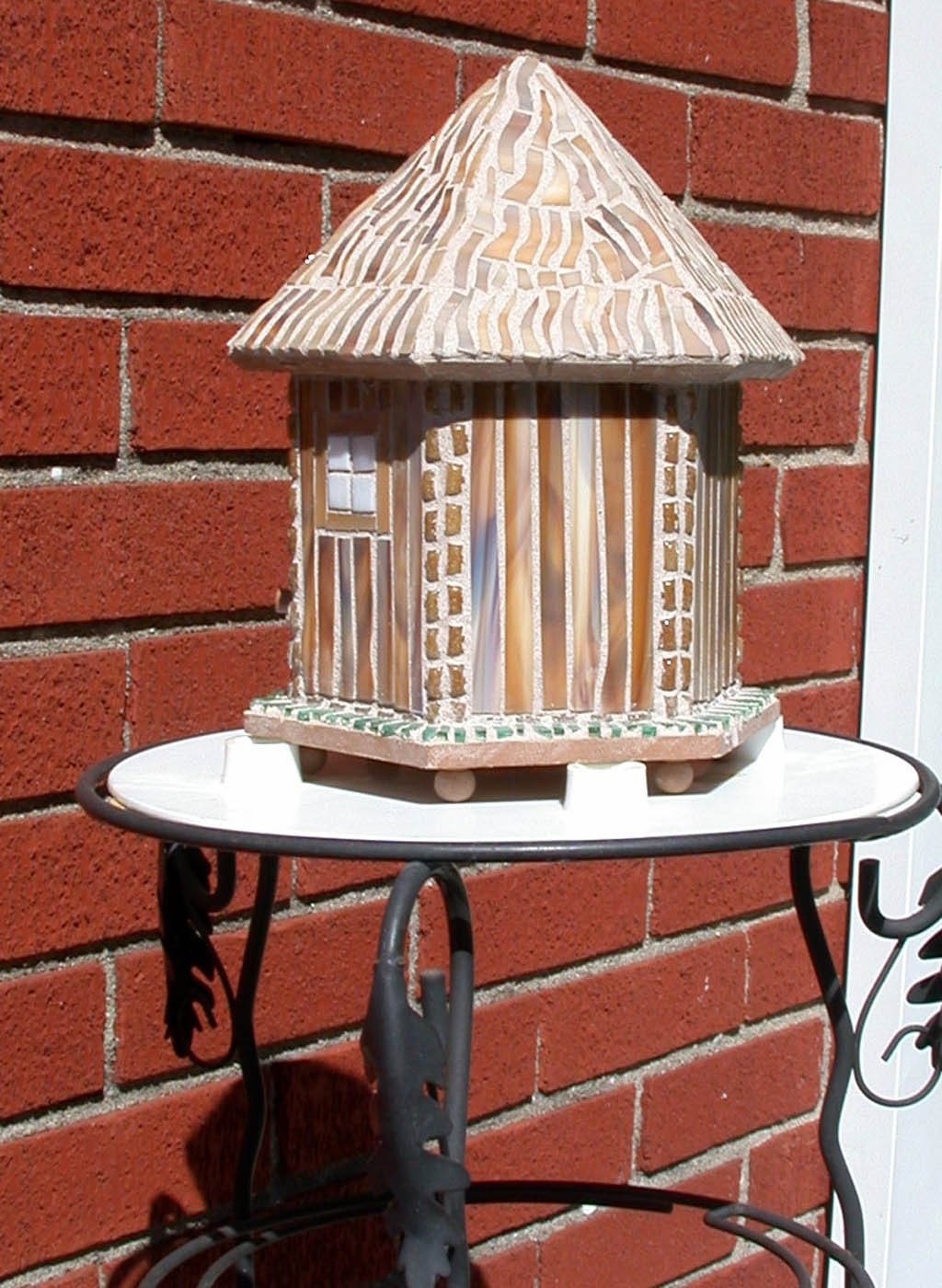 Tiki Hut Stained Glass Bird House by kdweddington on Etsy