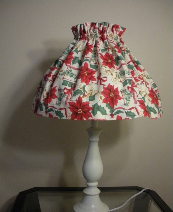 Items similar to Holiday Christmass Fabric Ruffled Lamp Shade cover on Etsy
