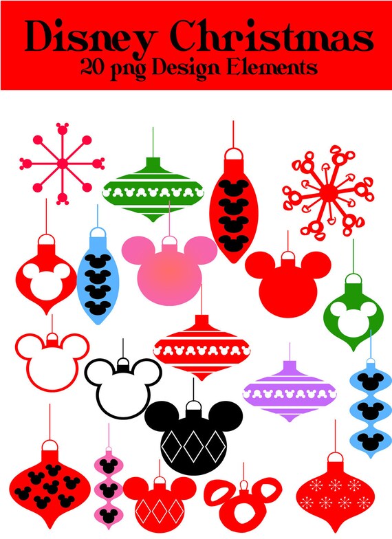 Items similar to Disney Christmas Ornaments Baubles Clip Art PNG for ...