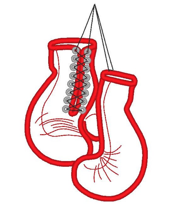 Boxing gloves machine embroidery applique design for hoop