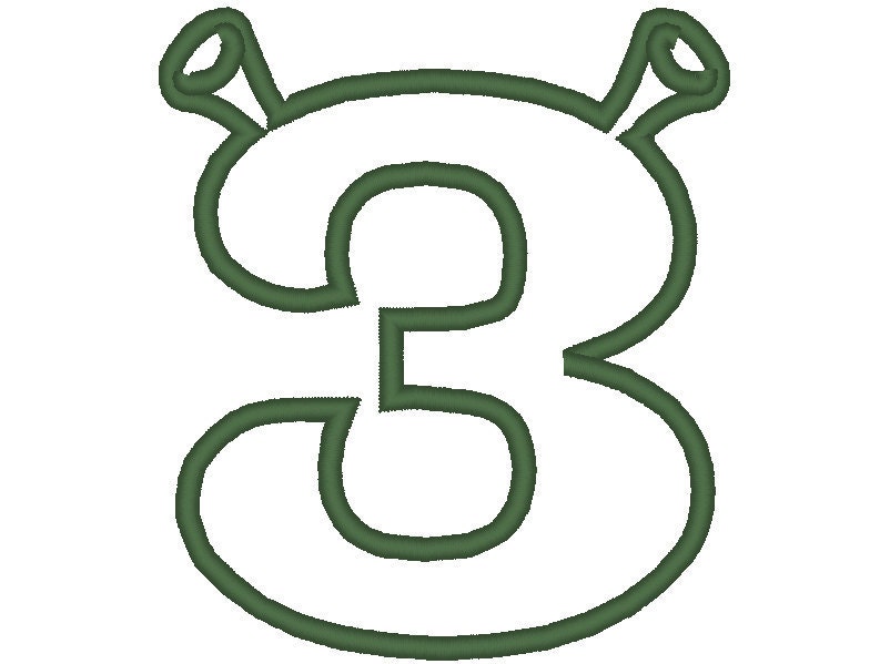Cute Shrek numbers Font machine embroidery applique design