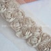 Khaki 2 Row Chiffon White 3D Roses Lace Trim 1.18 Inches Wide 1 Yard