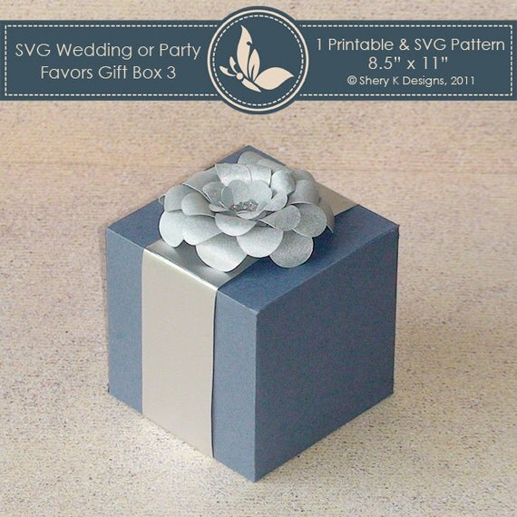 SVG wedding or party favors gift box 003 with Flower