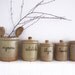 5 handmade french kitchen canisters, french tags