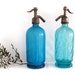 french blue seltzer bottle, antique shaped