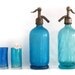 Antique french aqua blue seltzer bottle , Paris