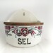 French vintage "art deco" box, geometrical and floral design, french tag,ceramic salt box