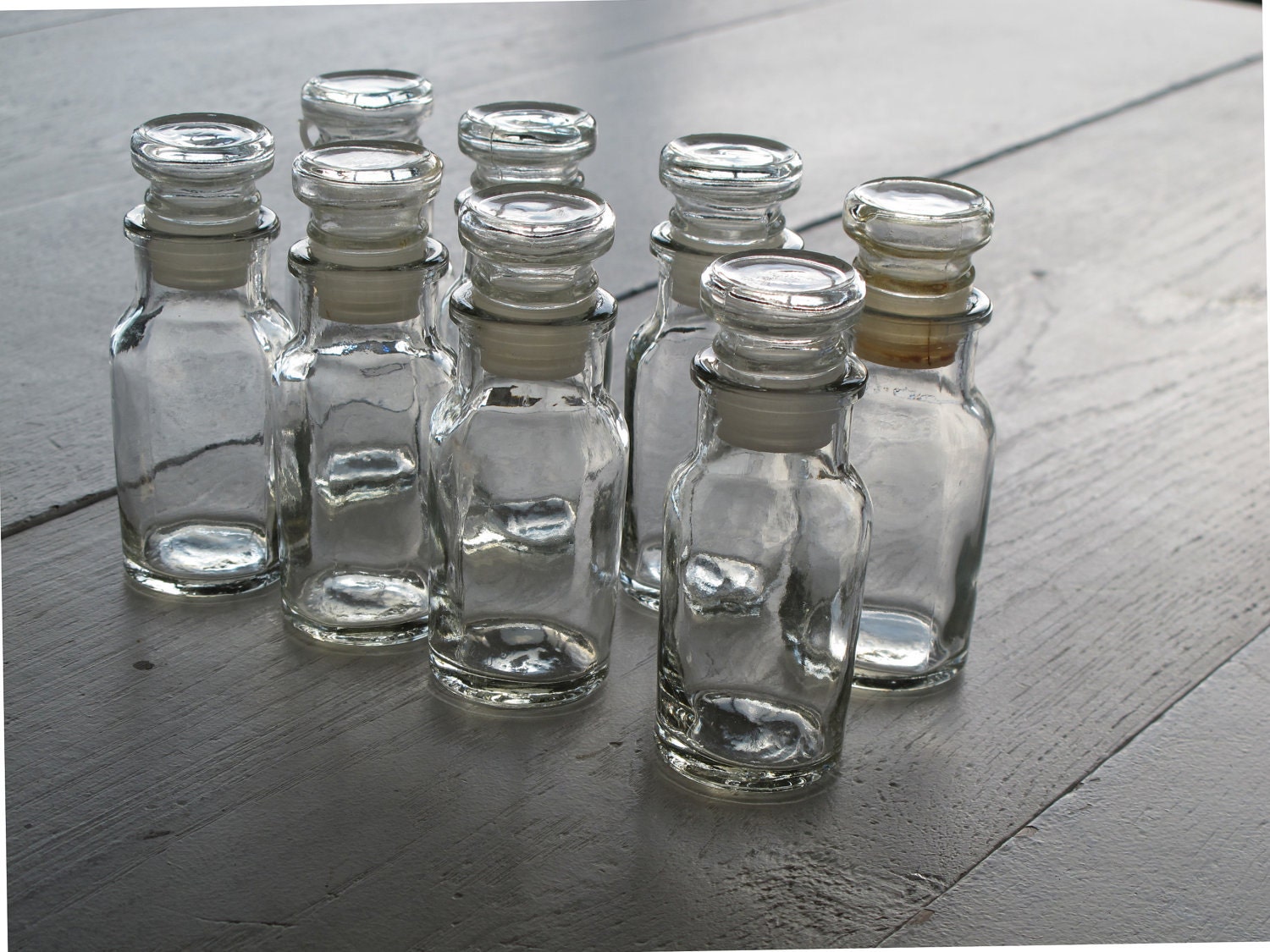 8 vintage glass spice jar beads storage