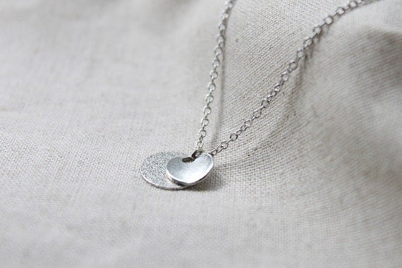 Two tiny silver drops Necklace S2176-1 by Ringostone on Etsy