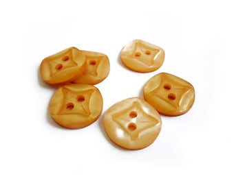 6 Orange Buttons, Pearlised Vintage Buttons