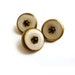 3 Navy & White Antique Buttons, Gold Edges, Made of Glass, Metal