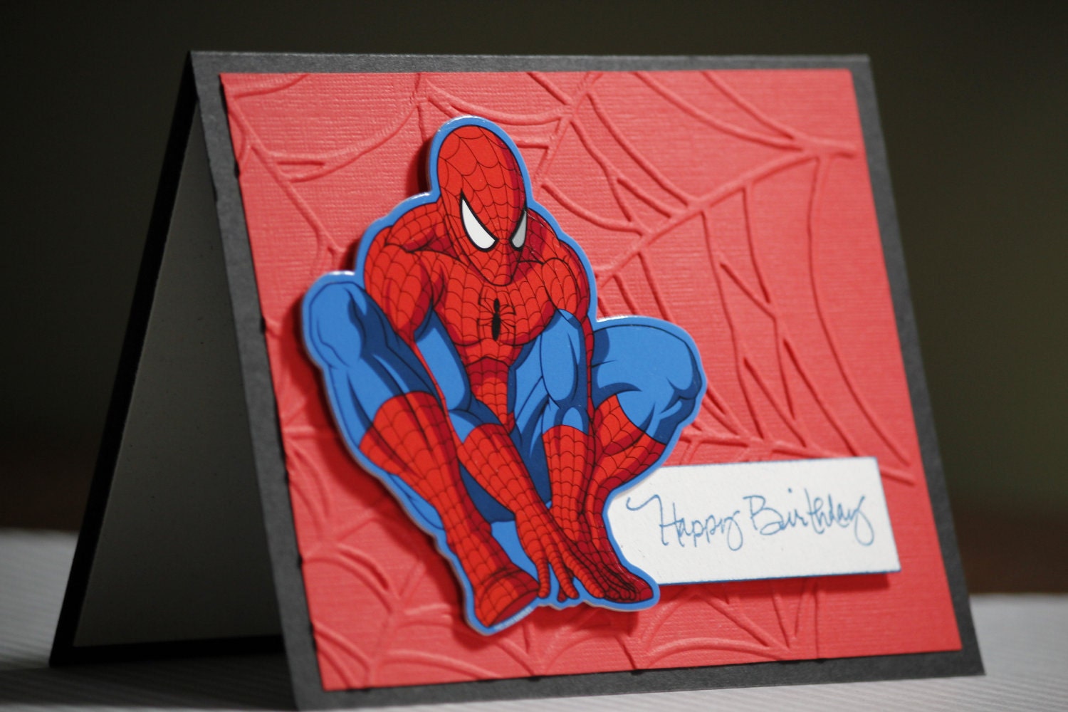 one handmade birthday card spiderman