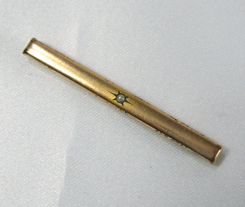 Antique Bar Pin Victorian Genuine Seed Pearl Gold Filled Haute Juice