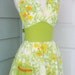 Up-Cycled Women's Apron- Orange & Yellow Flowers on Lime Green
