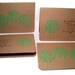 Recycled Card Set, 4 Note Cards, Eco Friendly, Recycled, Hand Stamped Green Tree, Thank You