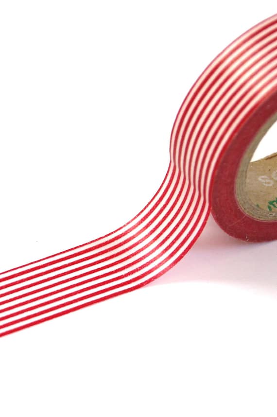 1 Roll of Red and White Pinstripe Masking by KatieDarlingPaperCo