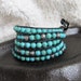 Turquoise Beaded Leather Wrap Bracelet with Silver Beads