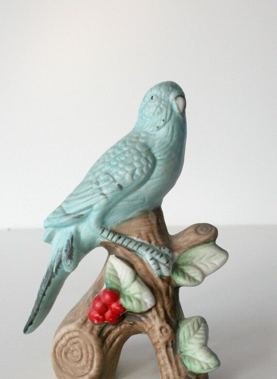vintage ceramic parakeet figurine