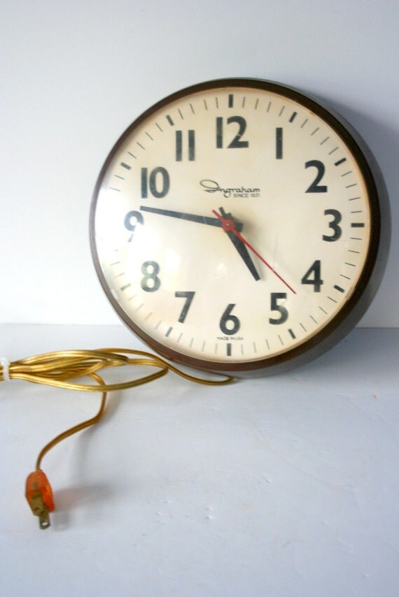 retro school or office wall clock by mightyfinds on Etsy