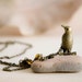 Antiqued Brass Necklace with a Bird