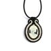 Retro hand embroidered pendant, cameo, OOAK, black, beige