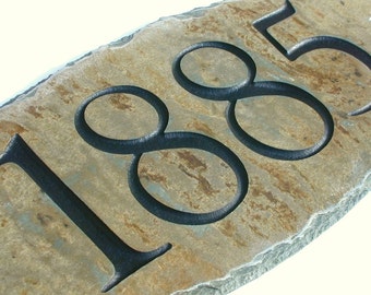 ADDRESS SIGN (Carved Stone) House number / marker plaque / Slate / Mailbox #E-1c