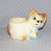 Vintage Cat Kitten Ball of Yarn Planter White