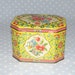 Vintage Tin Made in England Yellow Pink Flowers