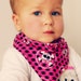 Baby Girl bandana bib and scarf pink and black with funny skull's girl