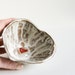 Heart Dish, stoneware bowl, trinket dish, decorative heart bowl, rustic, white and red artistic glaze, handmade pinch bowl, irish pottery