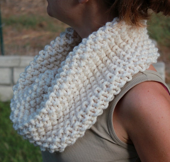 Cream Cowl Scarf Hand Knit Infinity Scarf Hand Knit Cowl