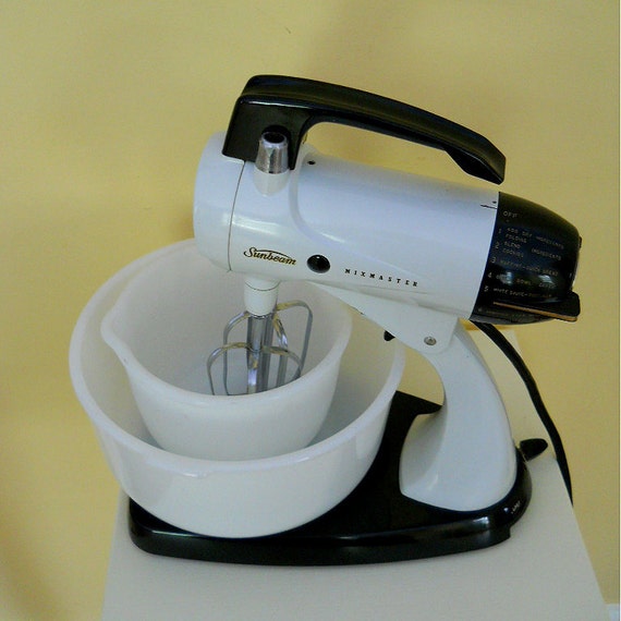 Sunbeam Mixmaster Black and White 1950s Mixer by MySecretVintage