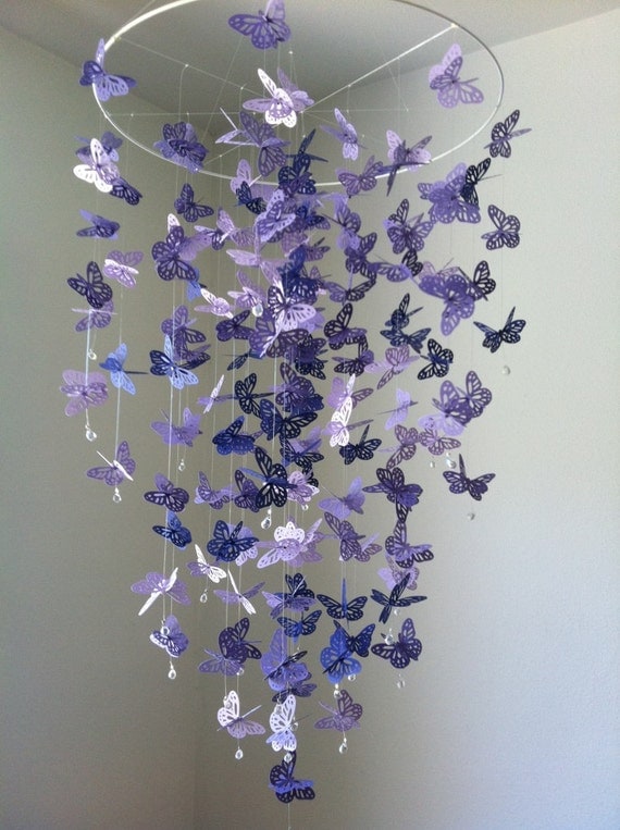 Butterfly mobile Chandelier Mobile purple baby mobile